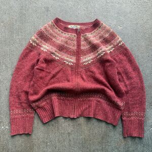 Vintage Heirloom Collectibles Cardigan Red Zip Up Size M